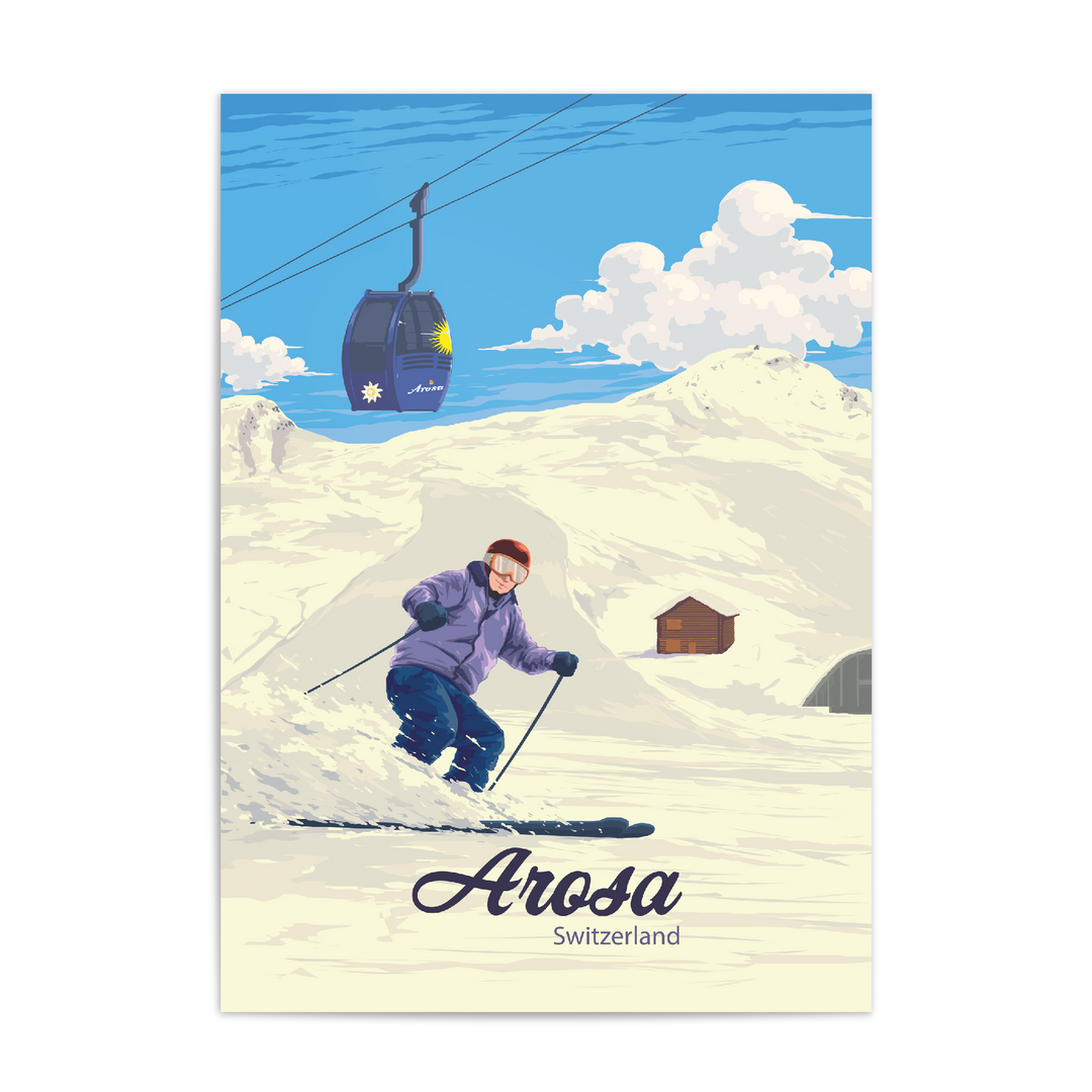 Arosa Switzerland Ski Resort Travel Poster