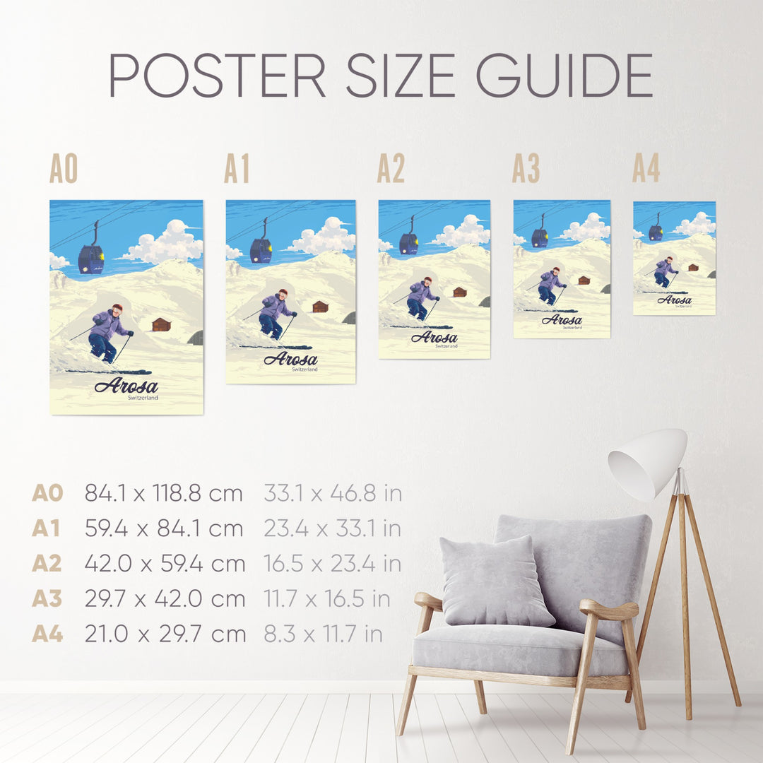 Arosa Switzerland Ski Resort Travel Poster