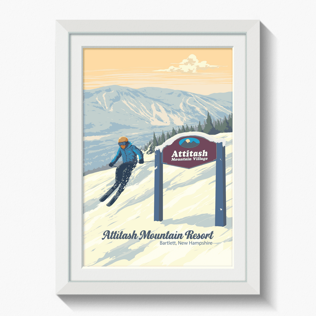 Attitash Mountain Resort Bartlett New Hampshire USA Ski Resort Travel Poster