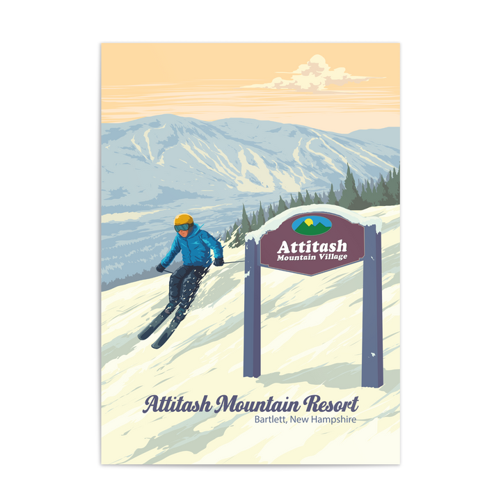 Attitash Mountain Resort Bartlett New Hampshire USA Ski Resort Travel Poster