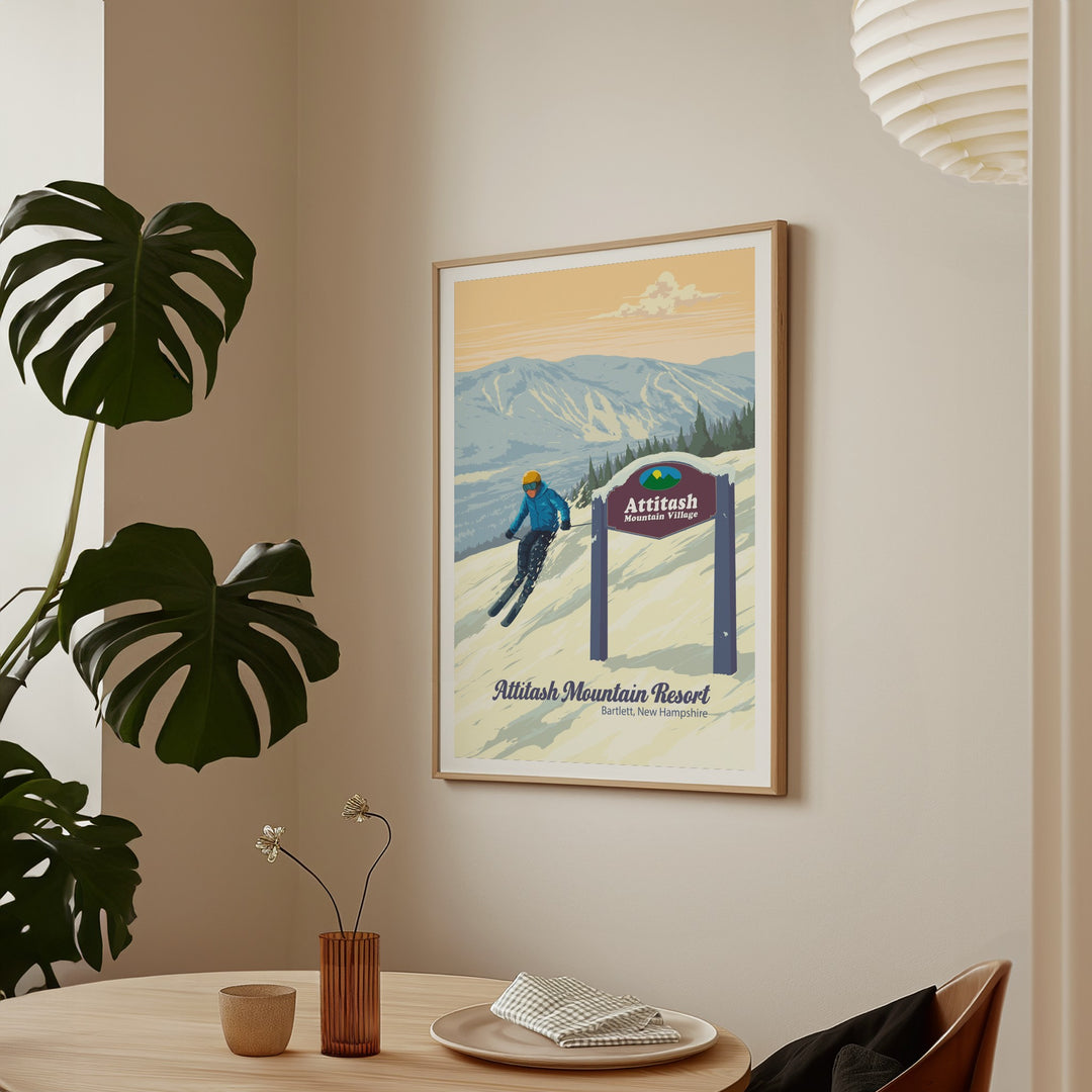 Attitash Mountain Resort Bartlett New Hampshire USA Ski Resort Travel Poster