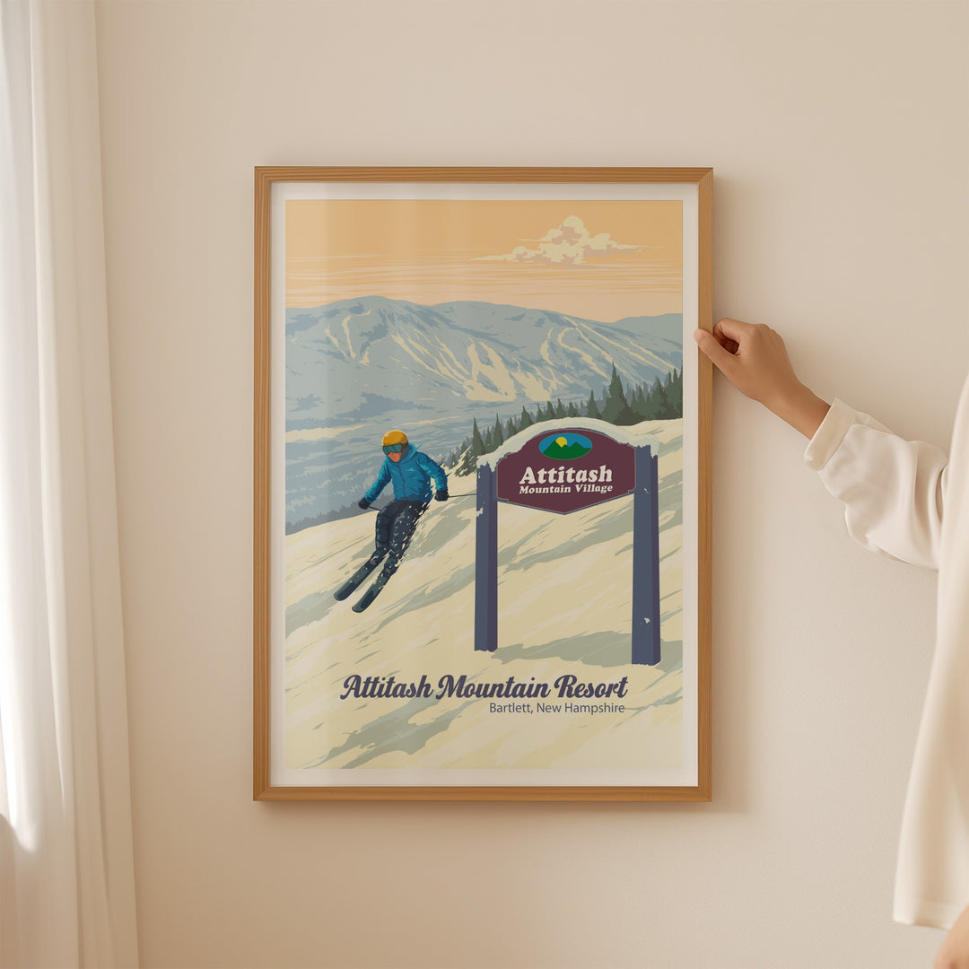 Attitash Mountain Resort Bartlett New Hampshire USA Ski Resort Travel Poster