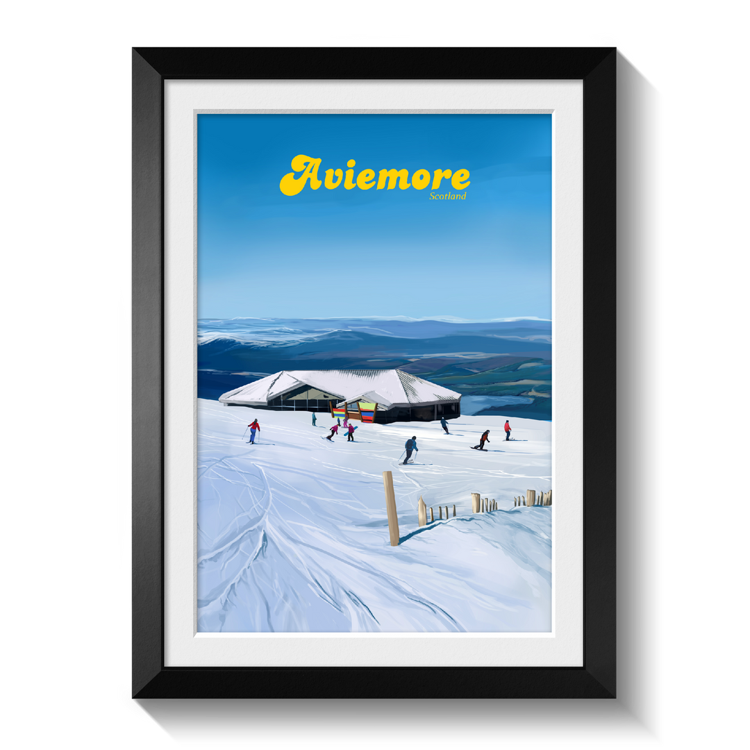 Aviemore UK Ski Resort Travel Poster