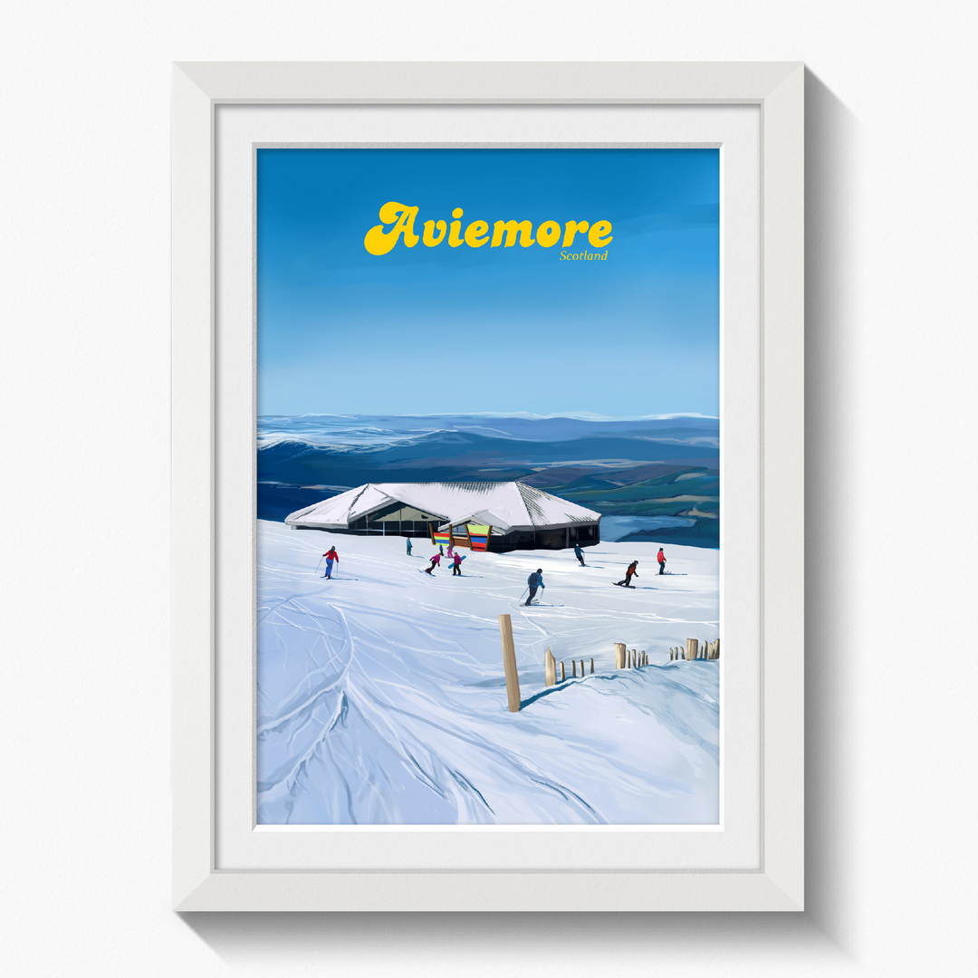 Aviemore UK Ski Resort Travel Poster