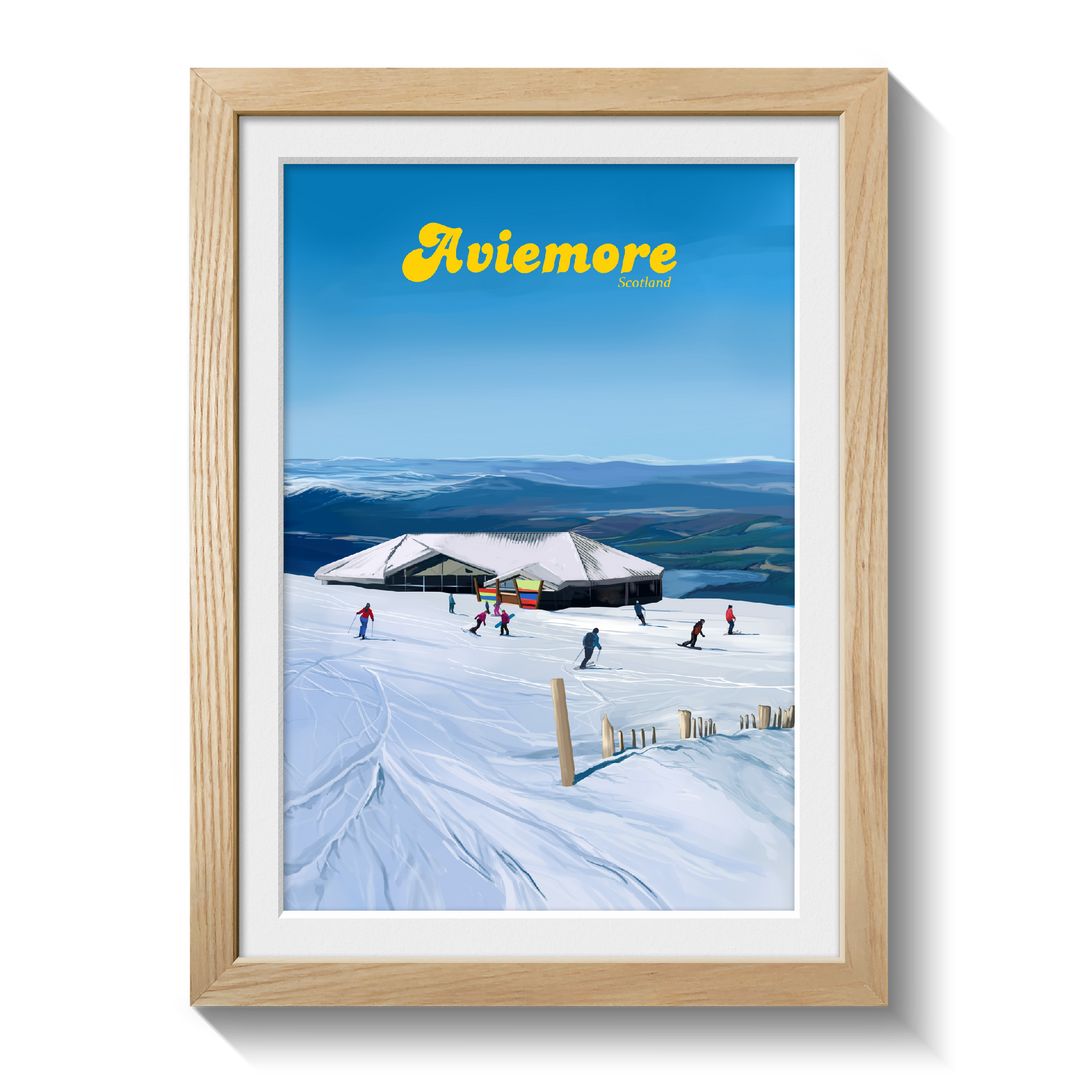 Aviemore UK Ski Resort Travel Poster