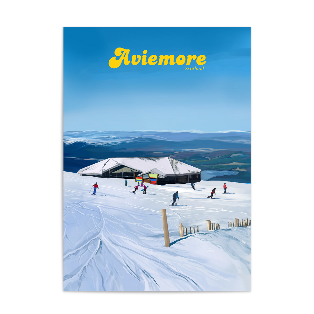 Aviemore UK Ski Resort Travel Poster