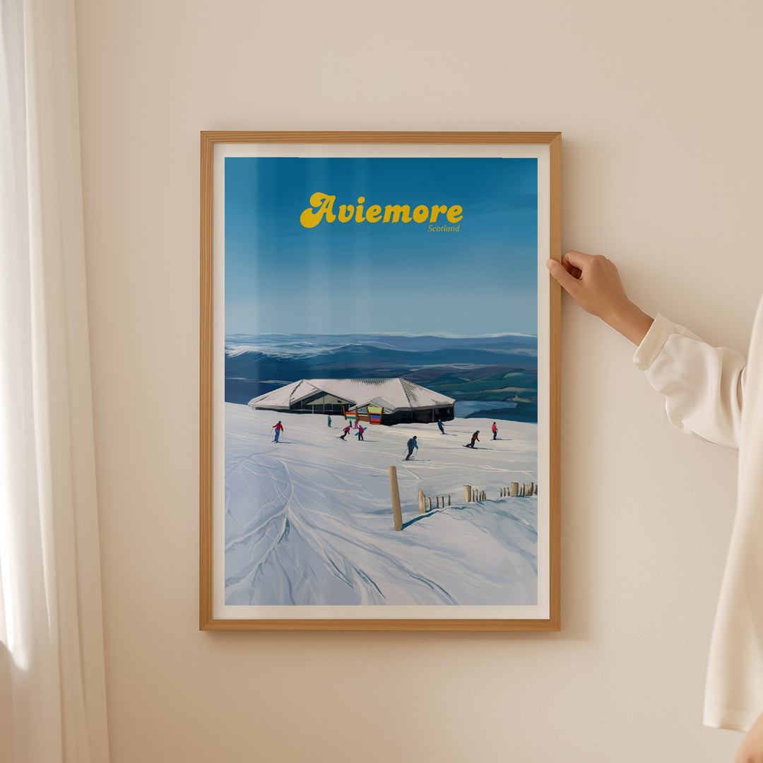 Aviemore UK Ski Resort Travel Poster