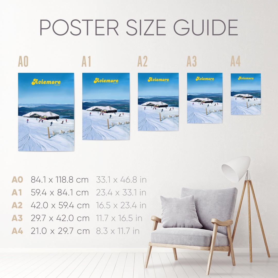 Aviemore UK Ski Resort Travel Poster