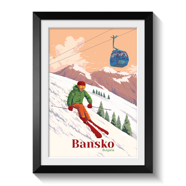 Bansko Bulgaria Ski Resort Travel Poster