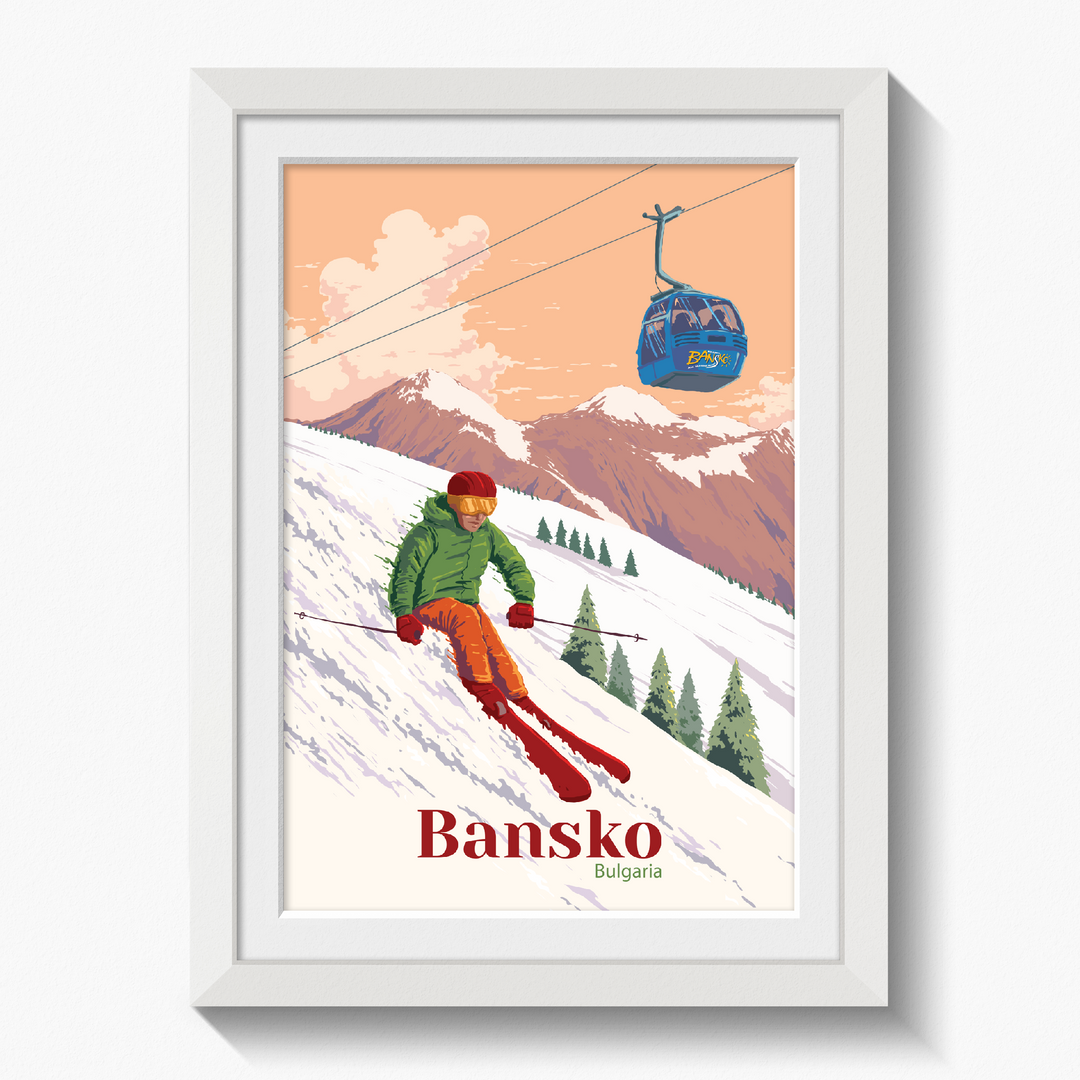 Bansko Bulgaria Ski Resort Travel Poster