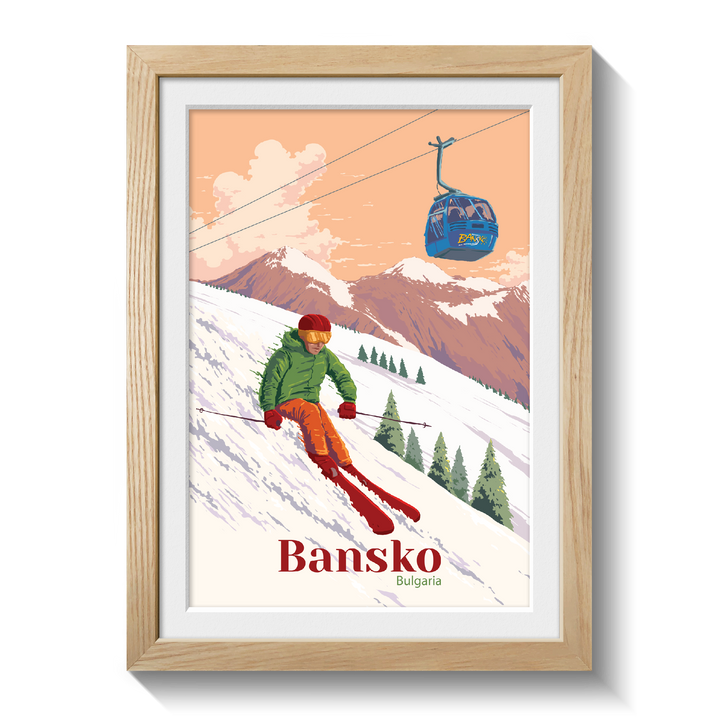 Bansko Bulgaria Ski Resort Travel Poster