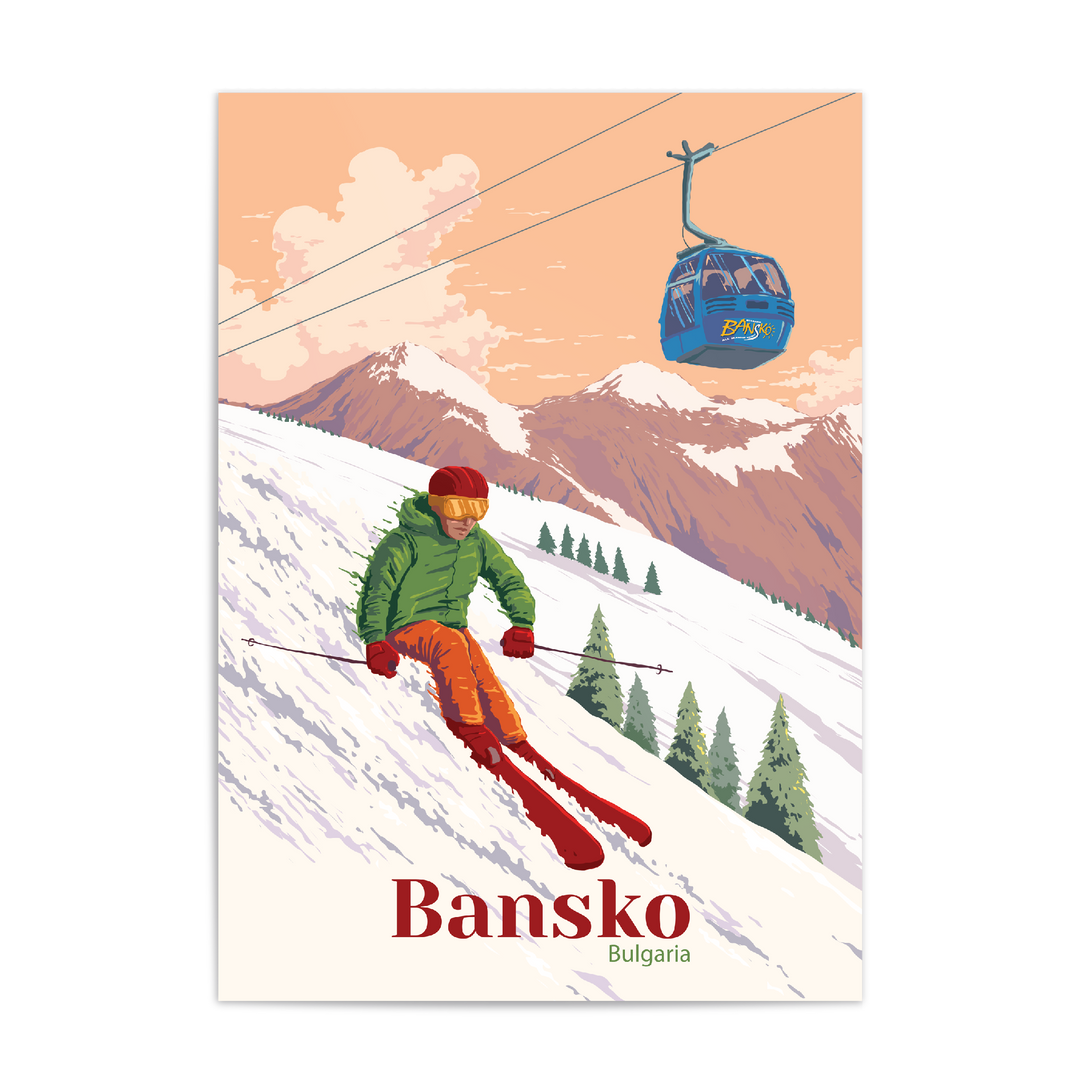 Bansko Bulgaria Ski Resort Travel Poster