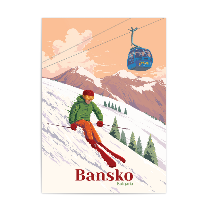 Bansko Bulgaria Ski Resort Travel Poster