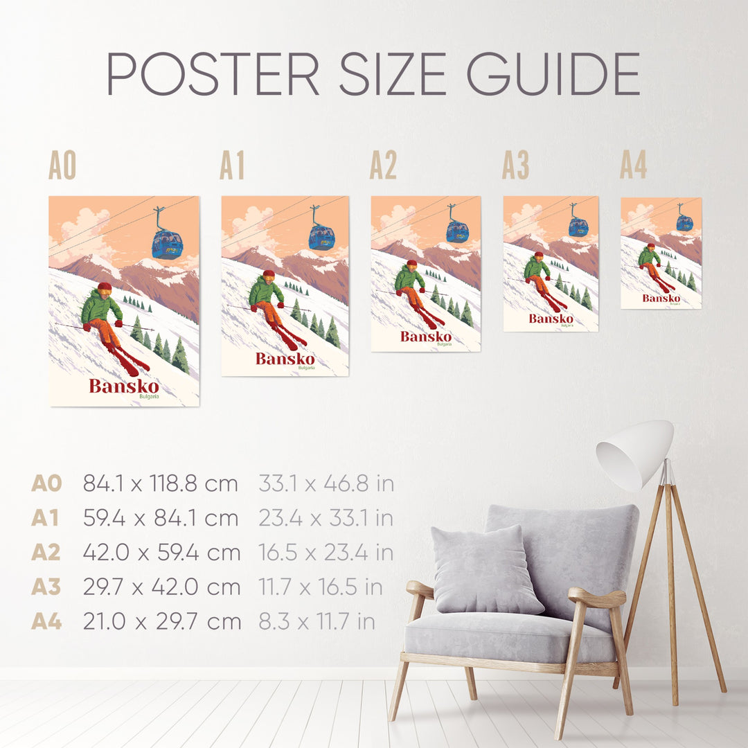 Bansko Bulgaria Ski Resort Travel Poster