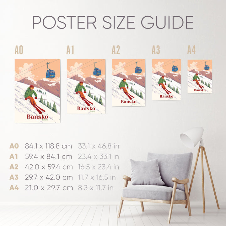 Bansko Bulgaria Ski Resort Travel Poster