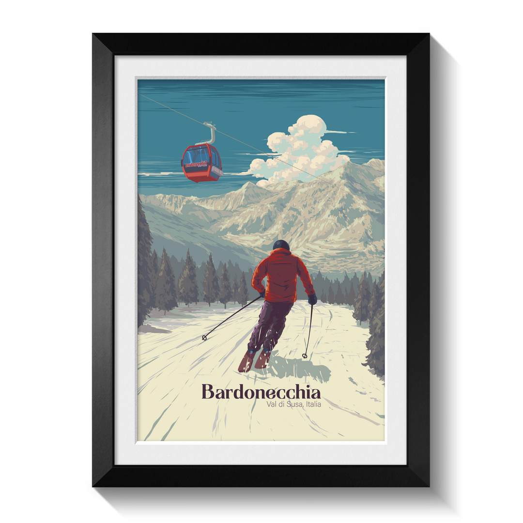 Bardonecchia Italy Ski Resort Travel Poster