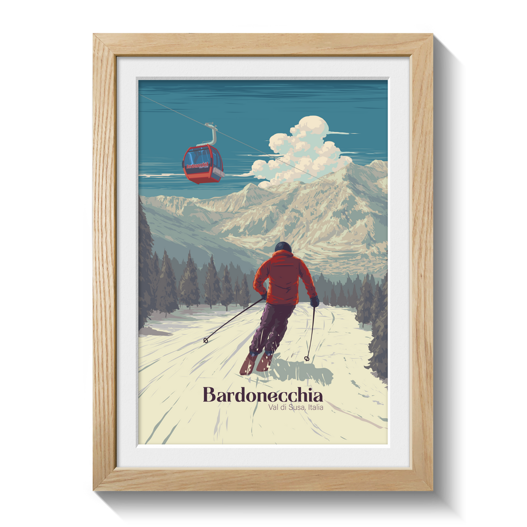 Bardonecchia Italy Ski Resort Travel Poster