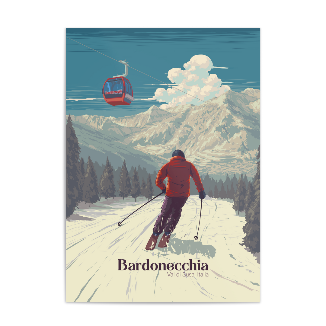 Bardonecchia Italy Ski Resort Travel Poster
