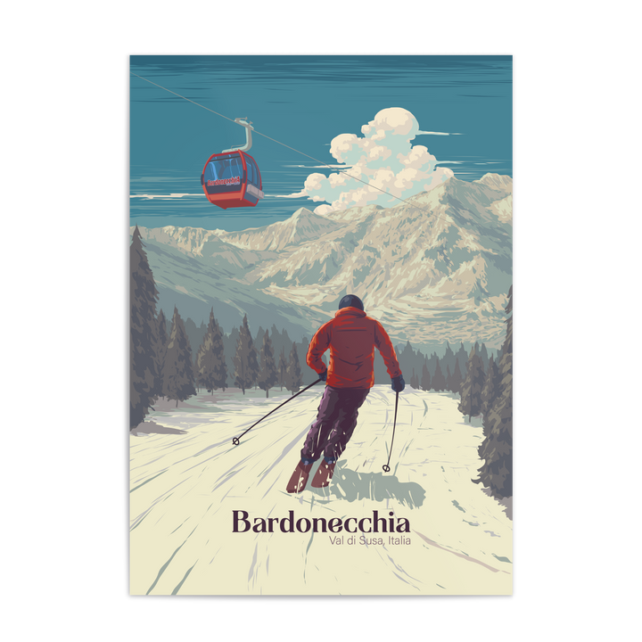 Bardonecchia Italy Ski Resort Travel Poster