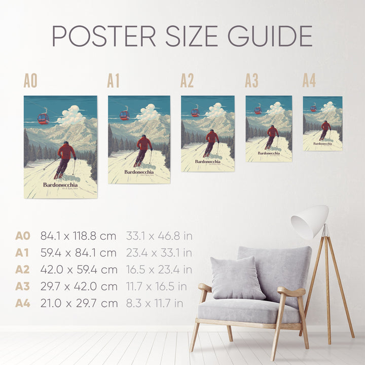 Bardonecchia Italy Ski Resort Travel Poster