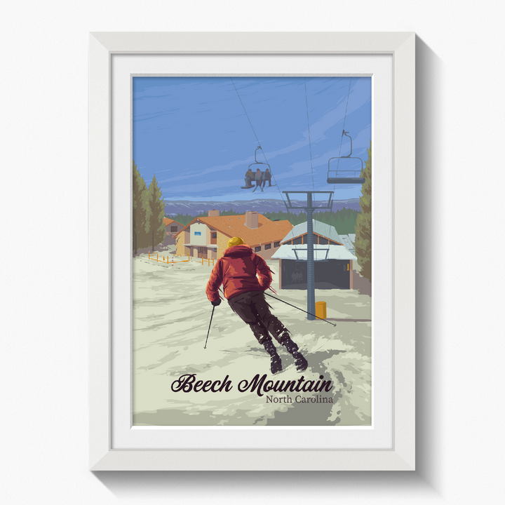 Beech Mountain North Carolina Ski Resort Travel Poster