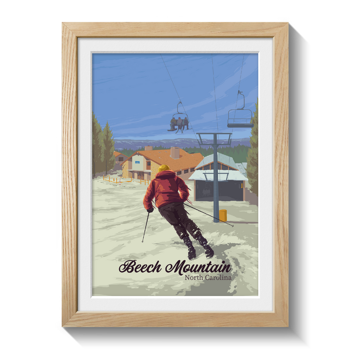 Beech Mountain North Carolina Ski Resort Travel Poster