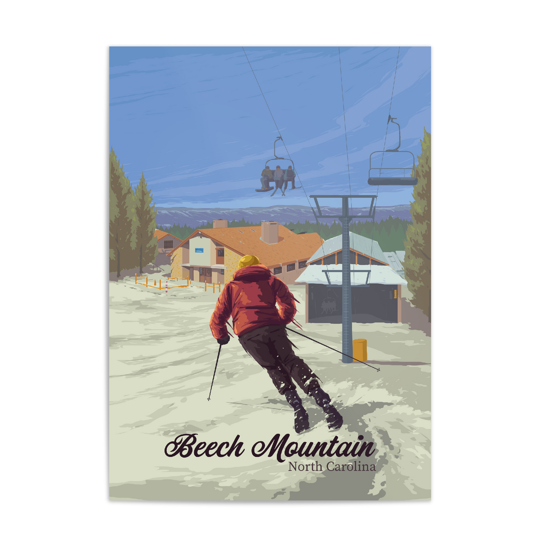 Beech Mountain North Carolina Ski Resort Travel Poster