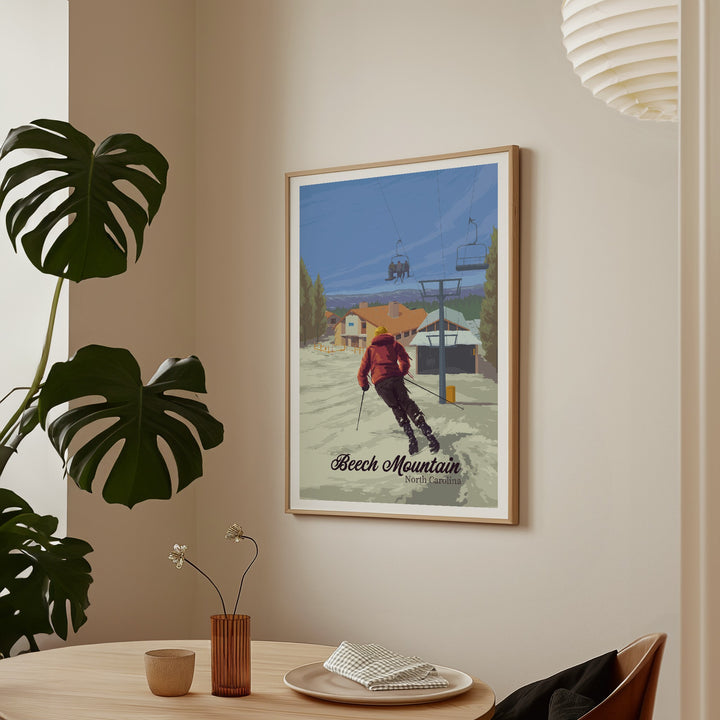 Beech Mountain North Carolina Ski Resort Travel Poster