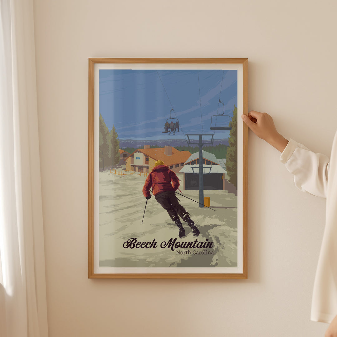 Beech Mountain North Carolina Ski Resort Travel Poster
