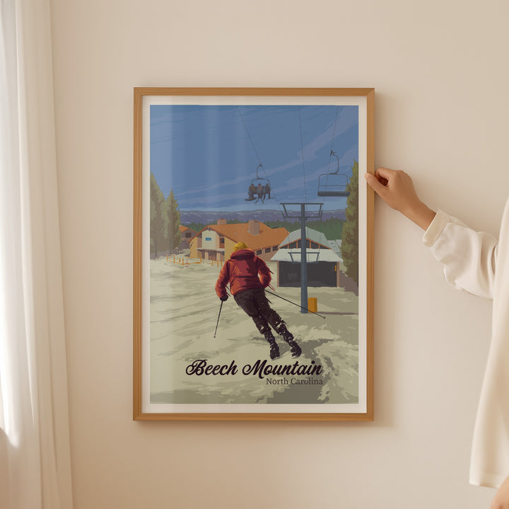 Beech Mountain North Carolina Ski Resort Travel Poster