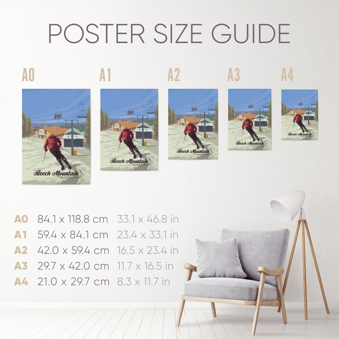 Beech Mountain North Carolina Ski Resort Travel Poster