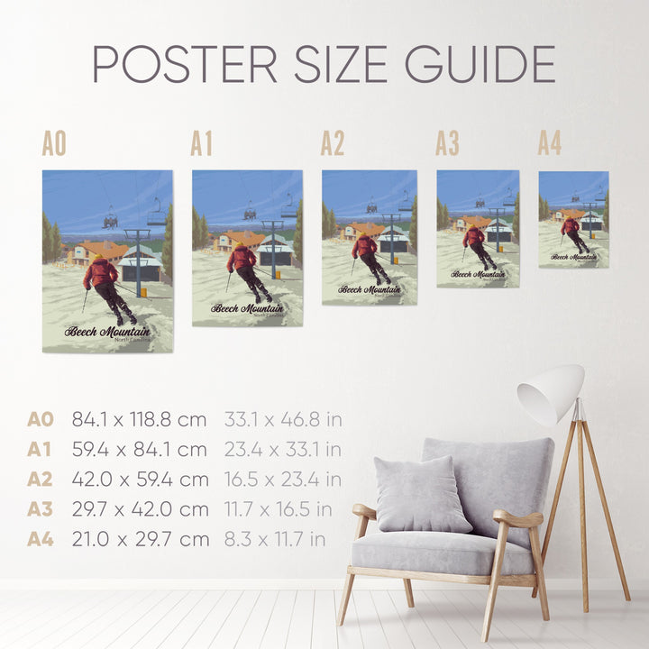 Beech Mountain North Carolina Ski Resort Travel Poster