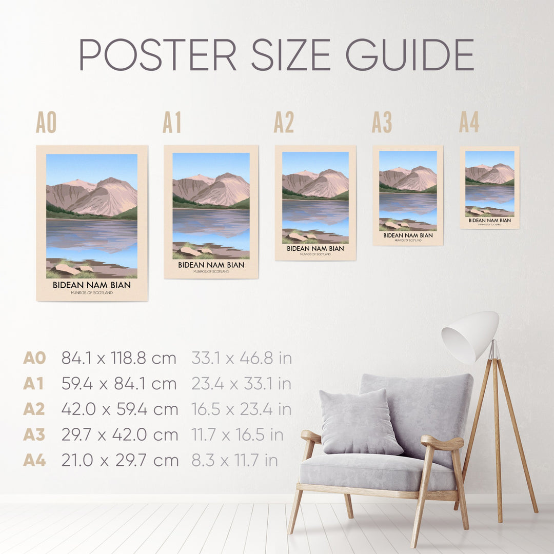 Bidean Nam Bian Munros Of Scotland Travel Poster