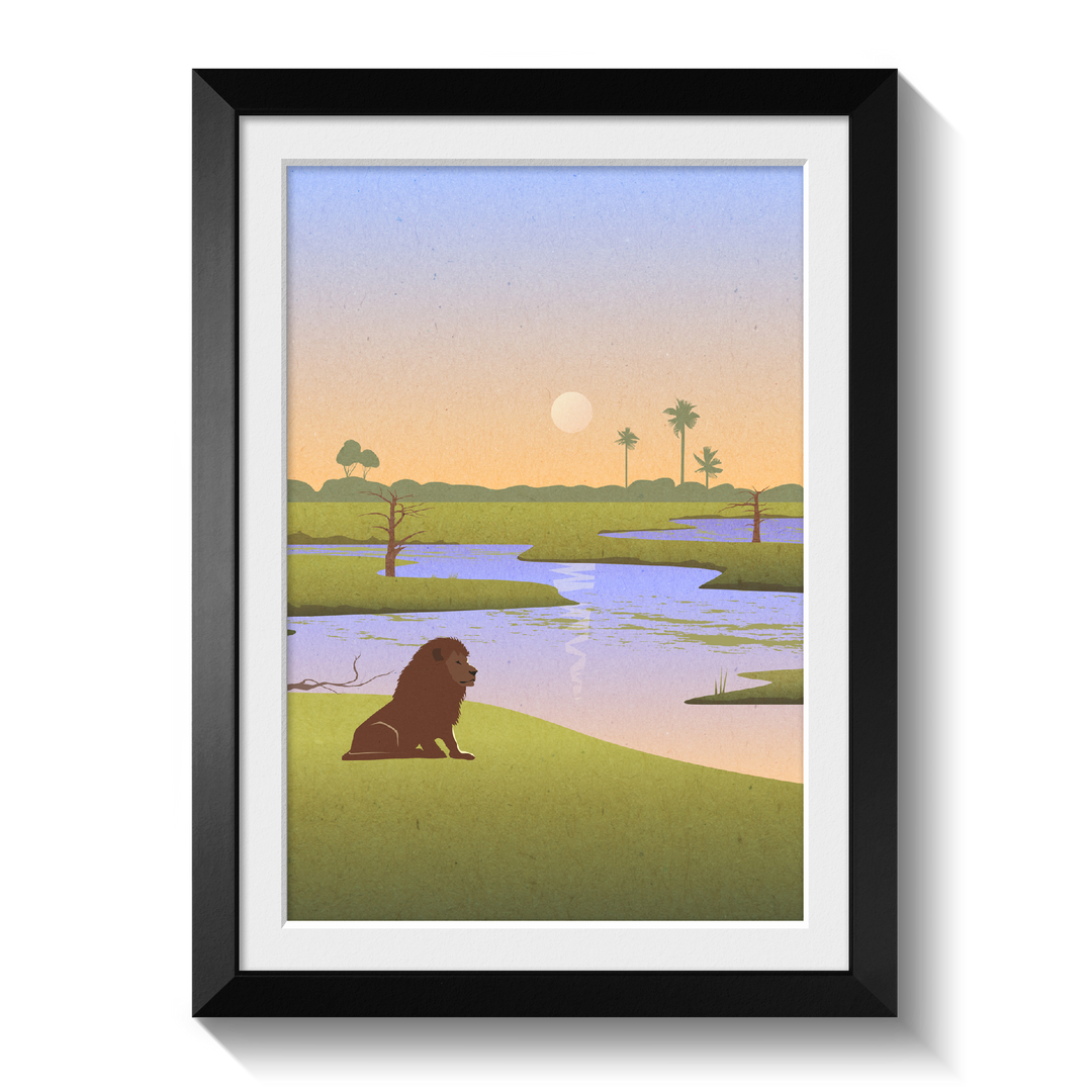 Botswana Safari Nursery Poster