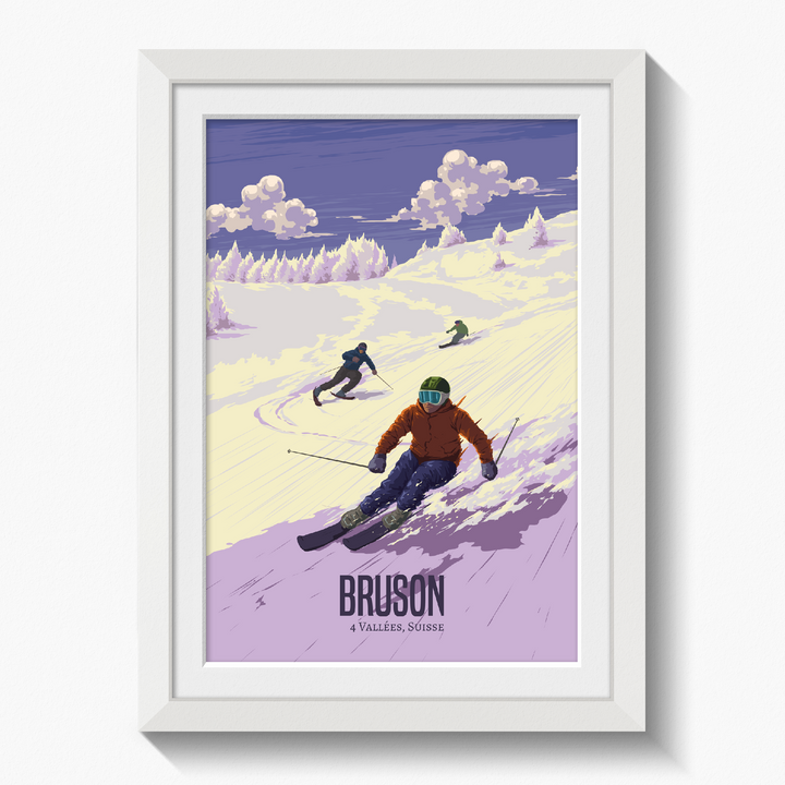 Bruson Switzerland Ski Resort Travel Poster