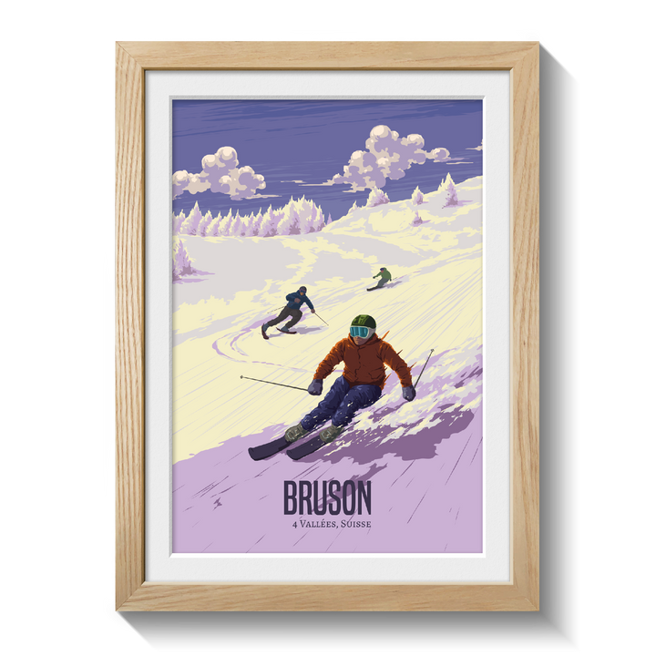 Bruson Switzerland Ski Resort Travel Poster