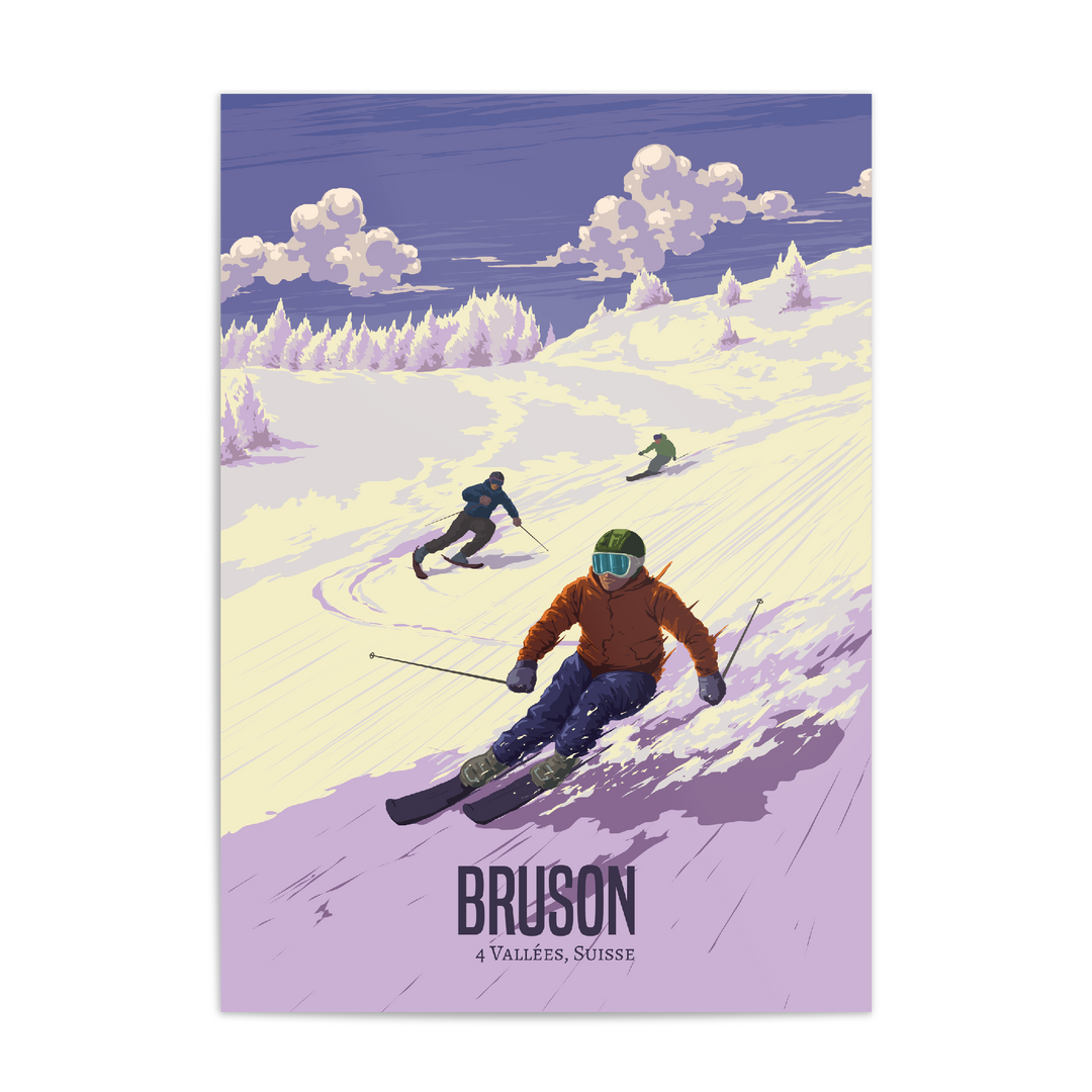 Bruson Switzerland Ski Resort Travel Poster