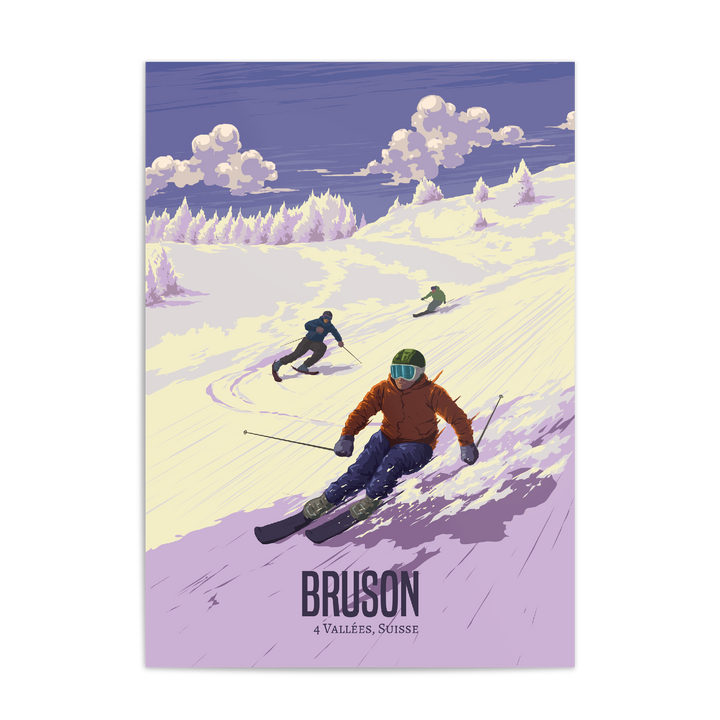 Bruson Switzerland Ski Resort Travel Poster