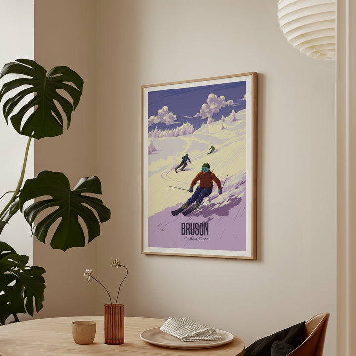 Bruson Switzerland Ski Resort Travel Poster