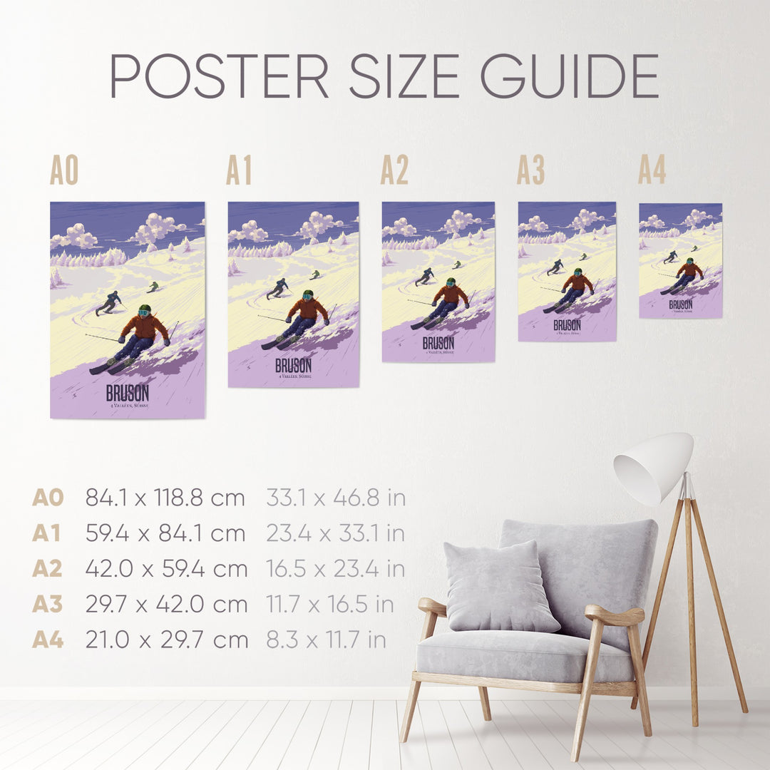 Bruson Switzerland Ski Resort Travel Poster