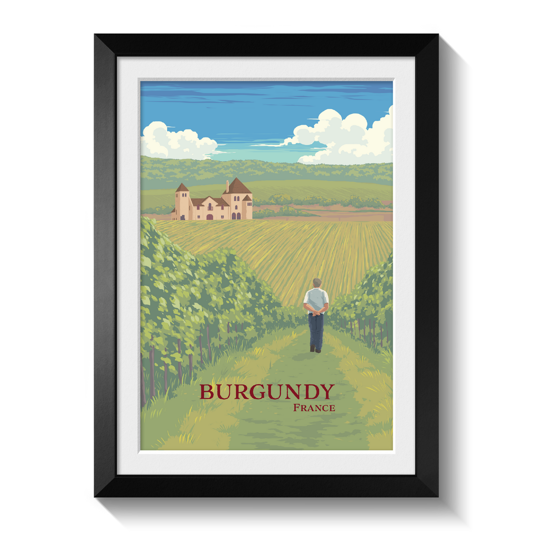 Burgundy Wine Region France Travel Poster