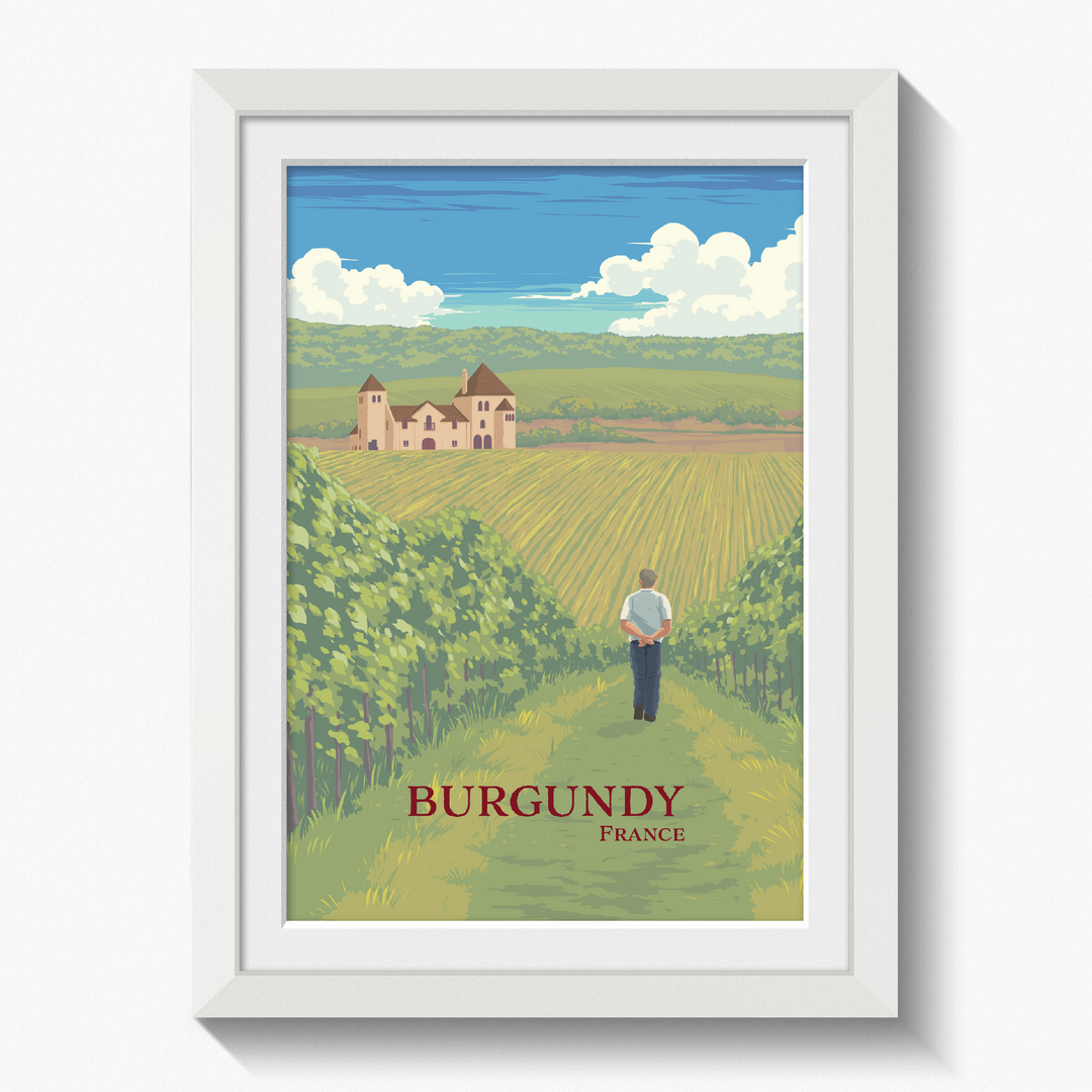 Burgundy Wine Region France Travel Poster