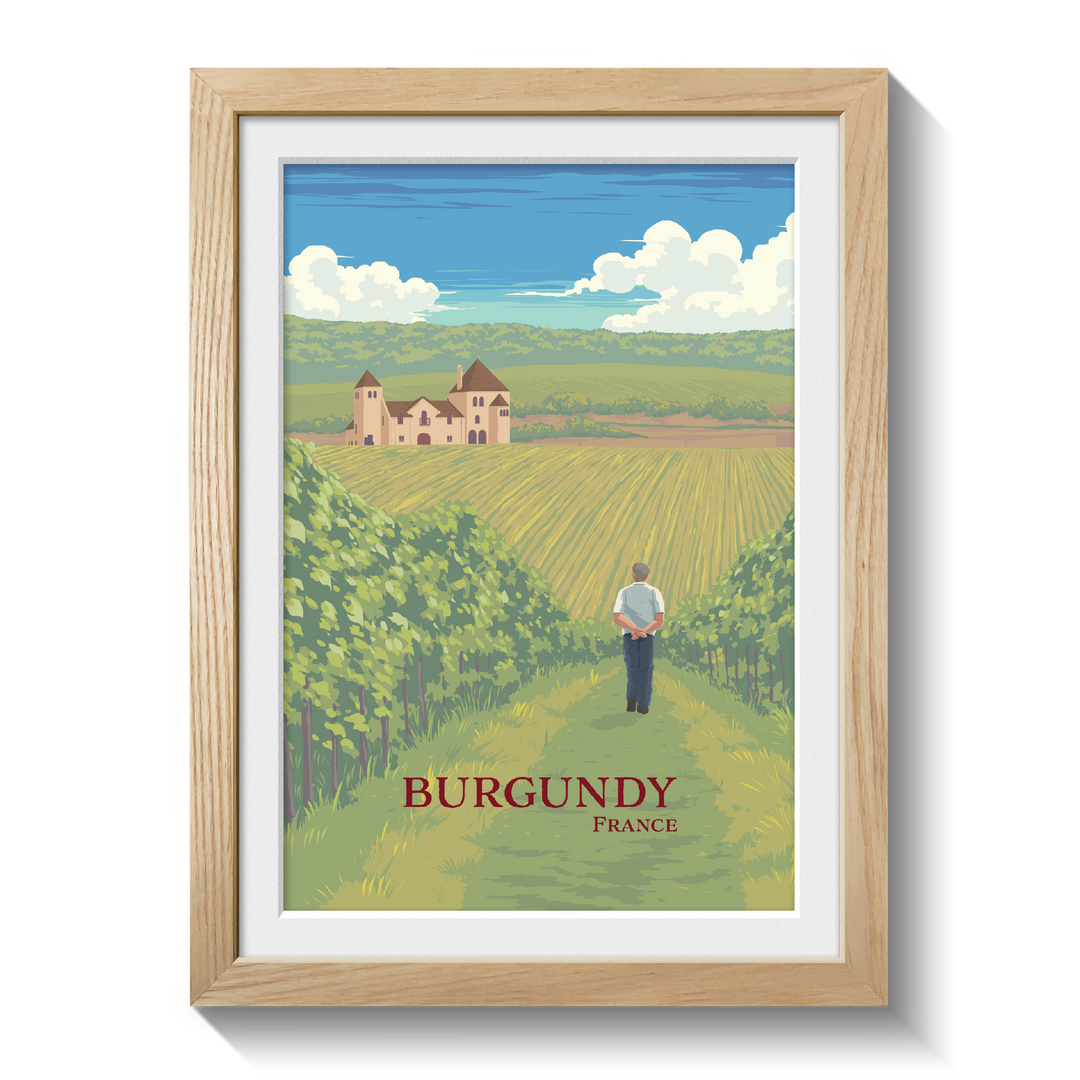 Burgundy Wine Region France Travel Poster