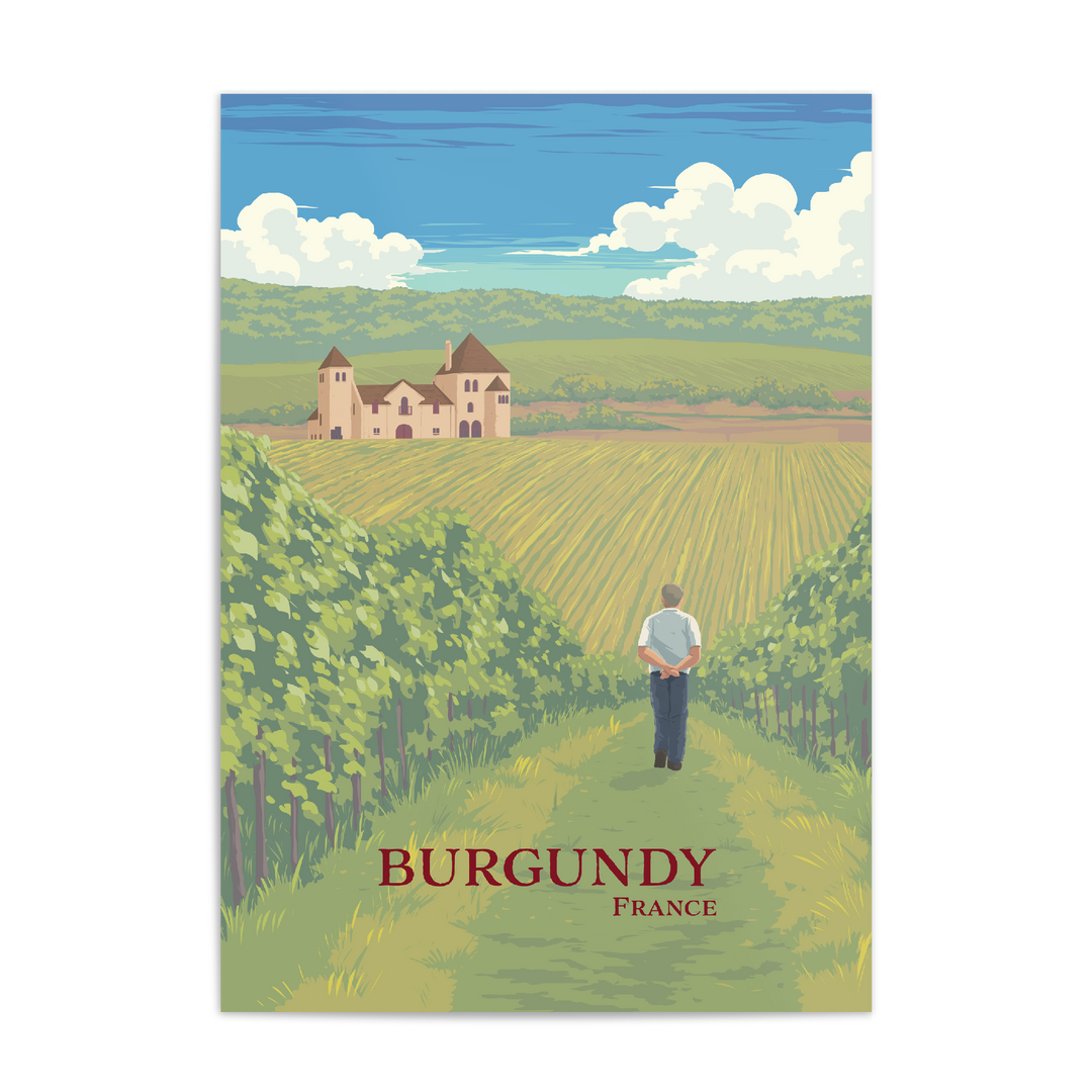 Burgundy Wine Region France Travel Poster