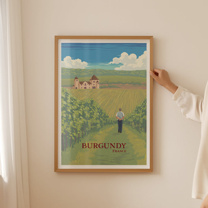 Burgundy Wine Region France Travel Poster