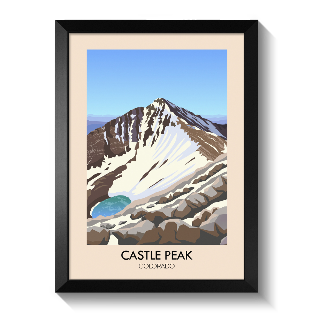 Castle Peak Colorado USA Travel Poster