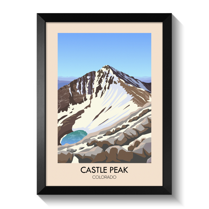 Castle Peak Colorado USA Travel Poster