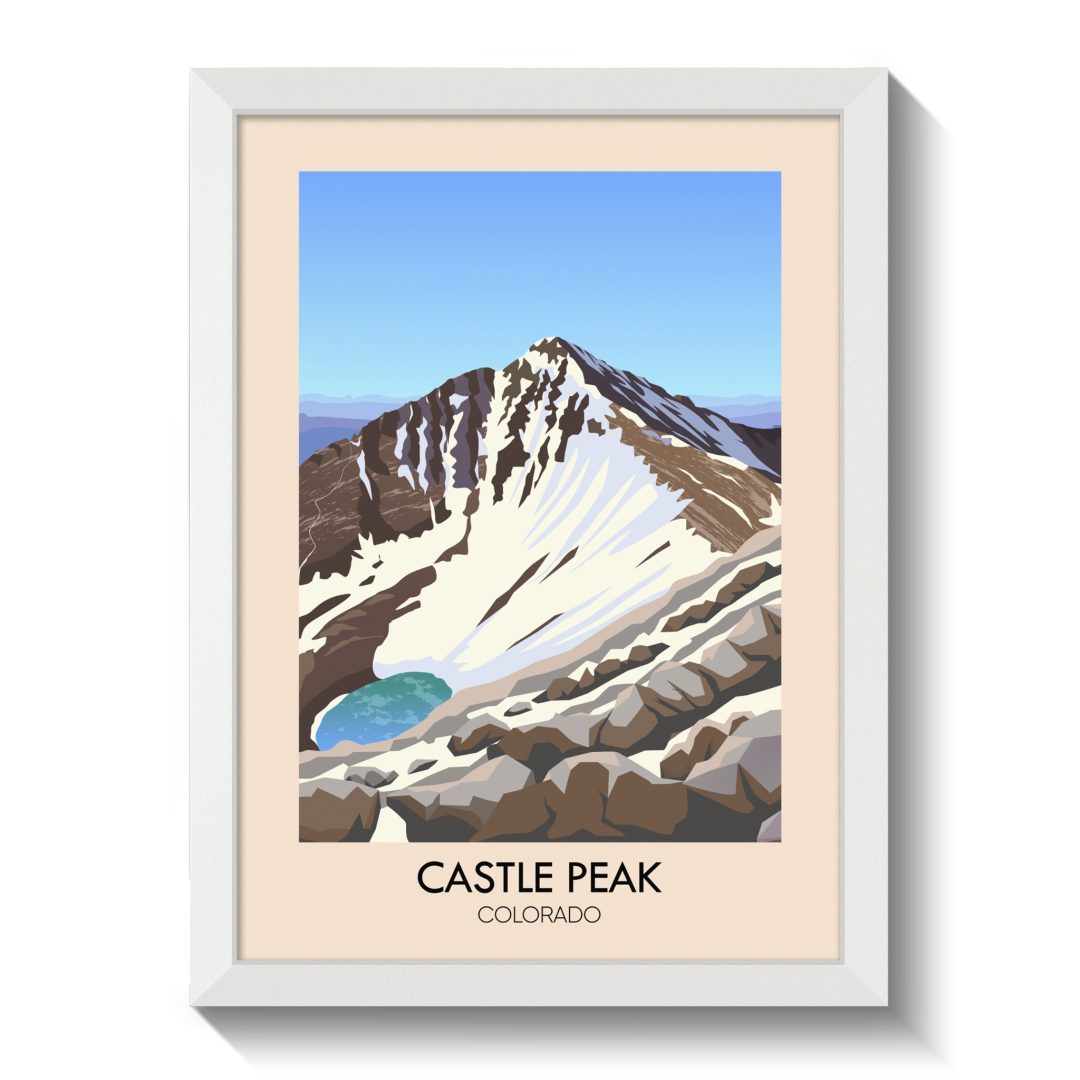 Castle Peak Colorado USA Travel Poster