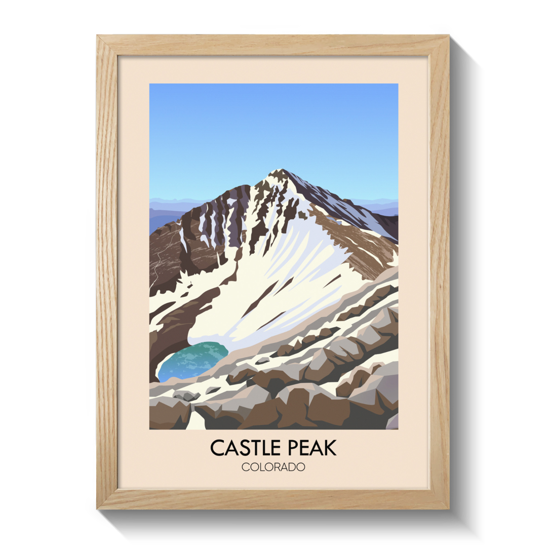 Castle Peak Colorado USA Travel Poster