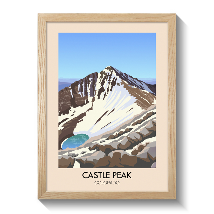 Castle Peak Colorado USA Travel Poster
